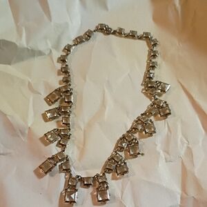 ANTIQUE ART DECO ROCK CRYSTAL STERLING SILVER NECKLACE